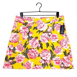 INC INTERNATIONAL CONCEPTS  sz14 FLORAL PINK YELLOW STRETCH KNIT  SKIRT NWT